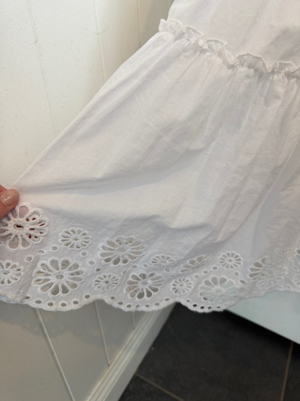 Splendid White Eyelet Tiered Maxi Dress with Spaghetti Straps - Picture 3 of 4